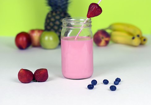 Strawberry Banana Smoothie is high protein and delish!